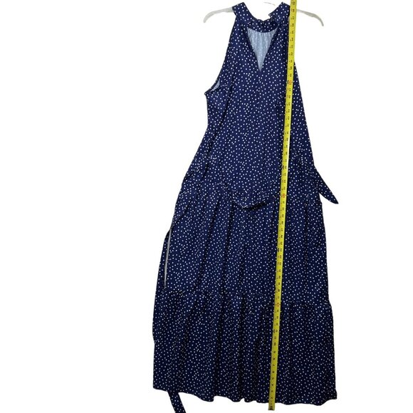 NWT Made With Love Women XL Navy Polka Dot Tiered Ruffled Maxi Dress Flowy Retro - Picture 12 of 16
